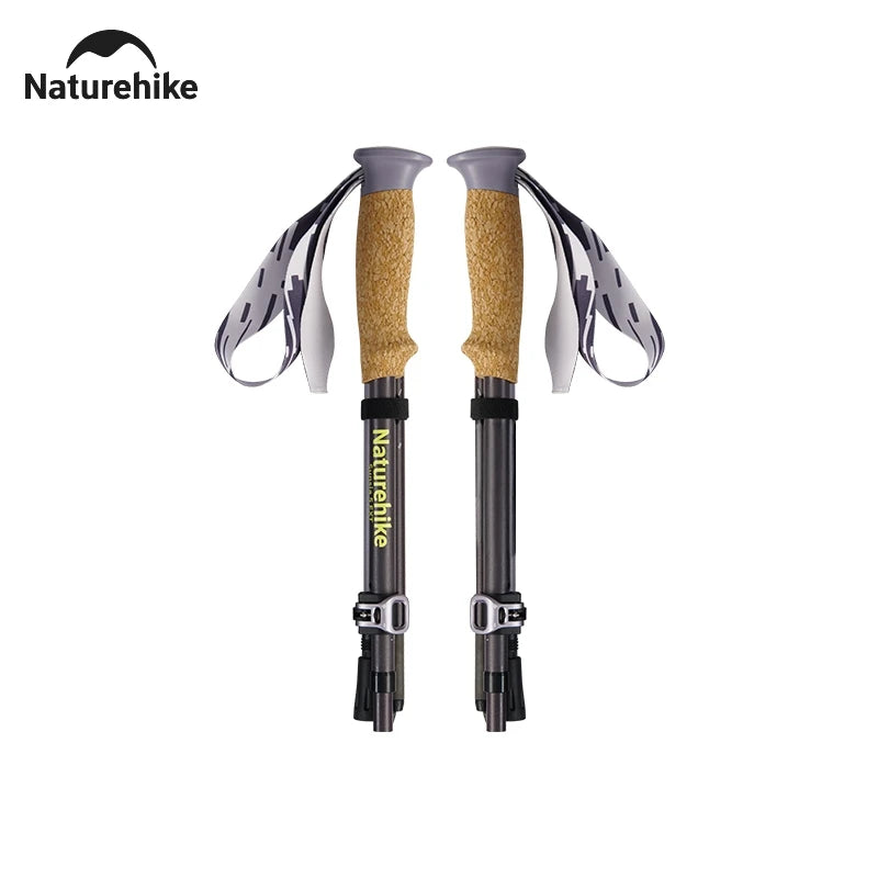Naturehike 5-EXT 5 Section Carbon Fiber Hiking Staff for Mountain Climbing Outdoor Travel Ultralight Folding Walking Sticks 2025