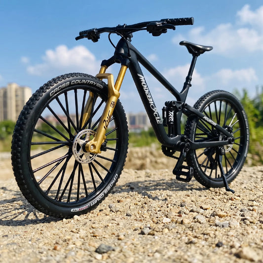European bikes 1:8 Alloy Mountain Bike Model With Base Features Realistic Gears Dual Suspension Perfect for Cycling Enthusiasts