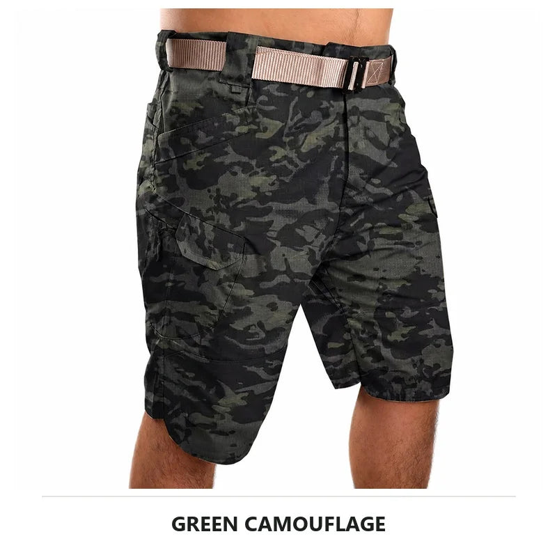 IX7 Men Tactical Cargo Shorts Summer Waterproof Multi Pocket Urban Outdoor Hiking Camping Workwear Plus Size Shorts