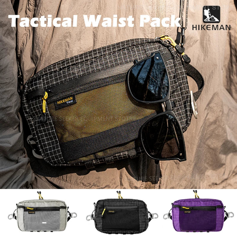 HIKEMAN Dyneema Lumbar Pack MOLLE Outdoor Waist Hip Bag for Travel Hiking Cycling Tactical Bum Bag
