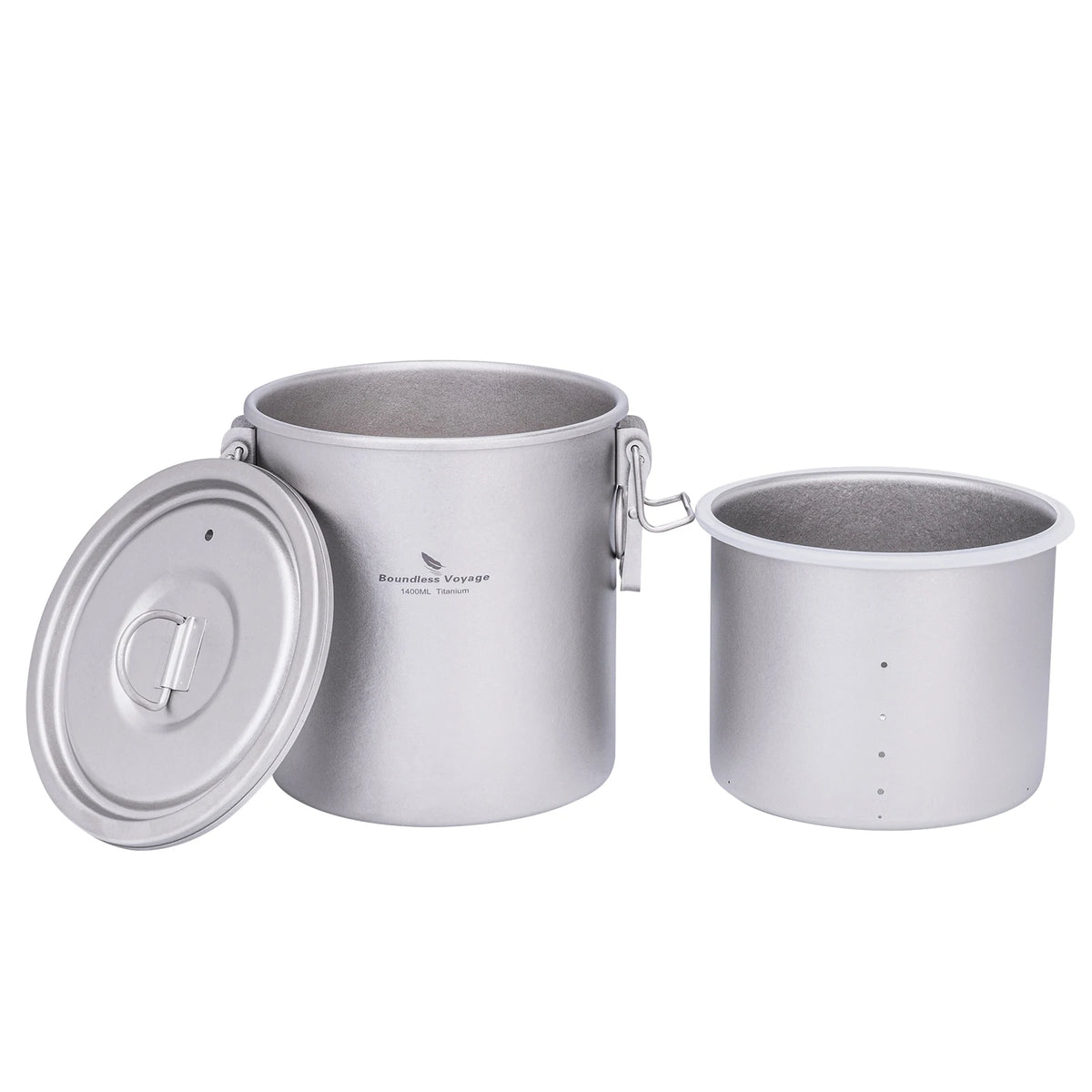 Boundless Voyage Titanium Rice Cooker Pot Ultralight Camping Cookware Set for Outdoor, Hiking, Travelling Ti-2093c
