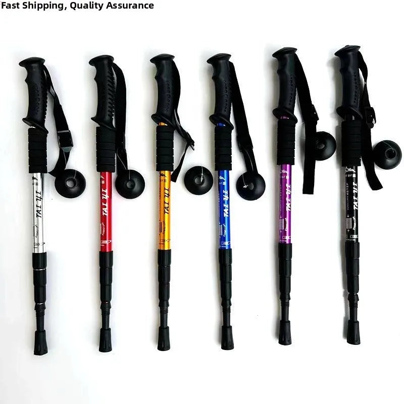 Ultra-Light Titanium Alloy Hiking Cane Anti-Slip Mountain Climbing Stick Outdoor Travel Walking Stick Shock Absorption System