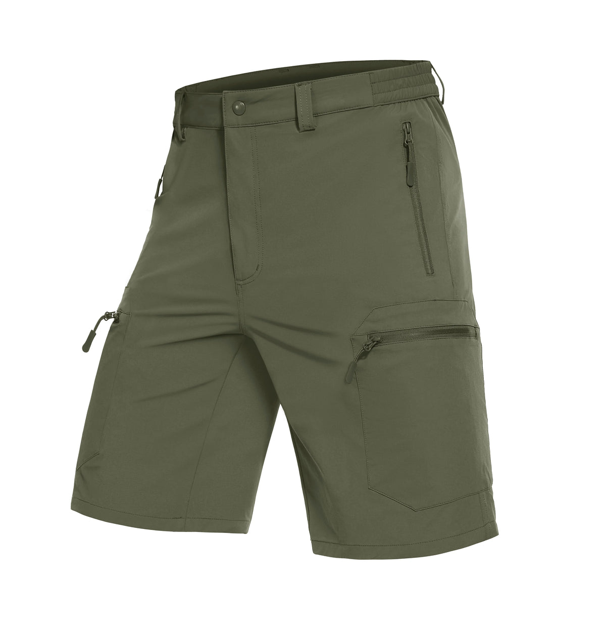 Men's Shorts Quick Dry Lightweight Hiking Cargo Golf Short Water Resistant Elastic Waist Shorts with 5 Zip Pockets