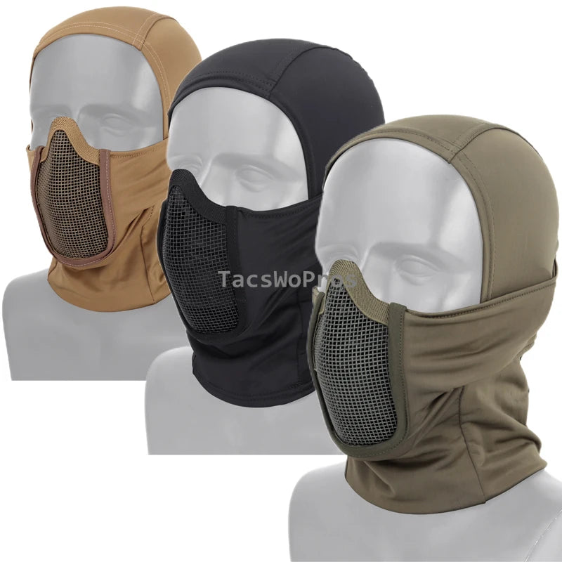 Outdoor Hunting Face Mask Steel Mesh Breathable Tactical CS Airsoft Shooting Balaclava Headwear Headscarf Motorcycle Headgear