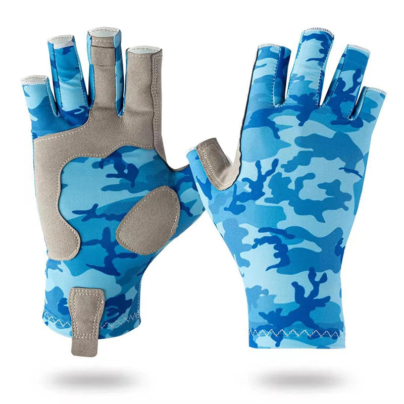 Fishing Gloves UV-resistant and Anti-slip Gloves Sun-protective Half-finger Outdoor Sea Fishing Sports Gloves