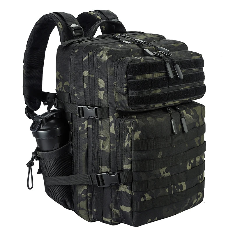 LHI 45L/35L/25L Tactical Backpack for Men and Women Waterproof Athlete Gym Outdoor Bag Travel Hiking Rucksack with Bottle Holder
