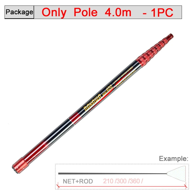 Folding Fishing Landing Hand Nets 3.0M 4.0M Telescoping Flip Pole Lightweight Carp Carbon Fiber  Folding Fly Tools Dip Net