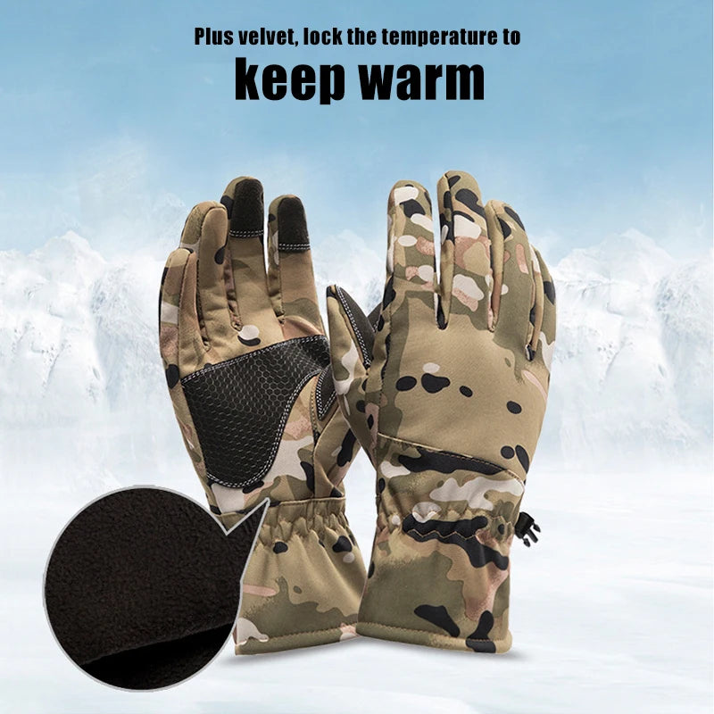 Tactics Outdoors Glove Camo Hunting Warm Non-Slip Fishing Gloves Waterproof Touch Screen Winter Ski Camping Cycling Sport Gloves