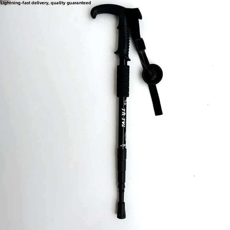 Ultra-Light Titanium Alloy Hiking Cane Anti-Slip Mountain Climbing Stick Outdoor Travel Walking Stick Shock Absorption System