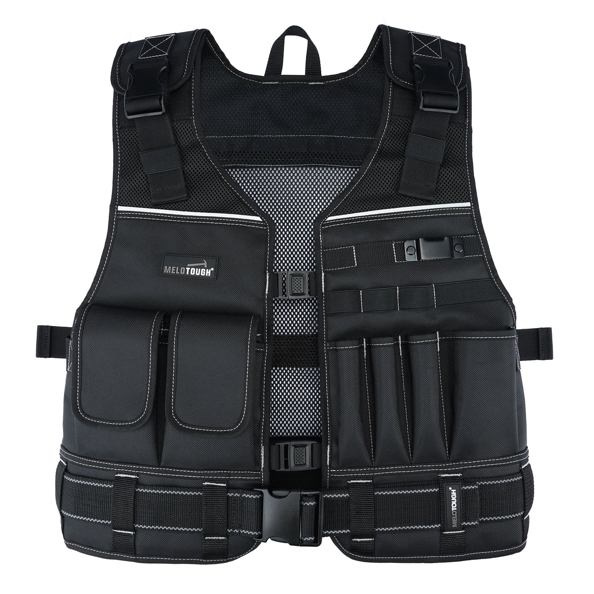 Tool Vest for Men with Pouches and Belt, Adjustable Multi-Pocket Safety Tool Vest for Electrician, Carpenter