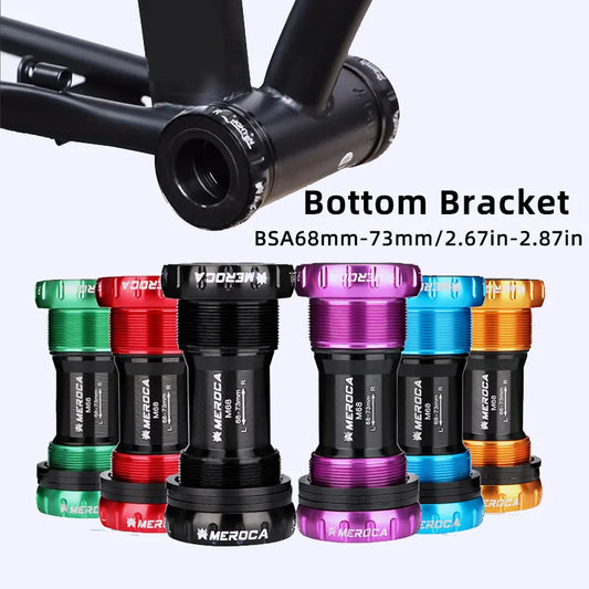 MEROCA Colorful Bicycle Bottom Shaft Bsa68mm/73mm Steel Bearing M68/73 Bc1.37-24t Mountain Bike Threaded Bottom Bracket