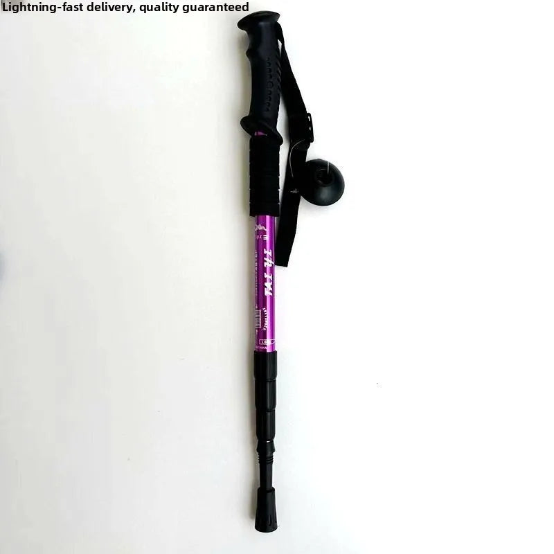 Ultra-Light Titanium Alloy Hiking Cane Anti-Slip Mountain Climbing Stick Outdoor Travel Walking Stick Shock Absorption System